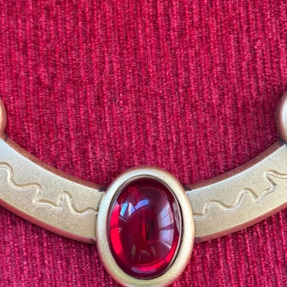 Monet Satin Gold Vintage Necklace Cabochons Necklace with Multicolor Gemstones - Picture 4 of 8